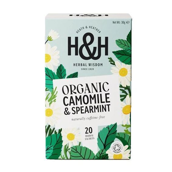 Heath & Heather Organic Camomile & Spearmint Tea ฮีธเเอนด์เฮเธอร์ ชาคาโมมายล์ผสมสเปียร์มินต์ 2g. x 2