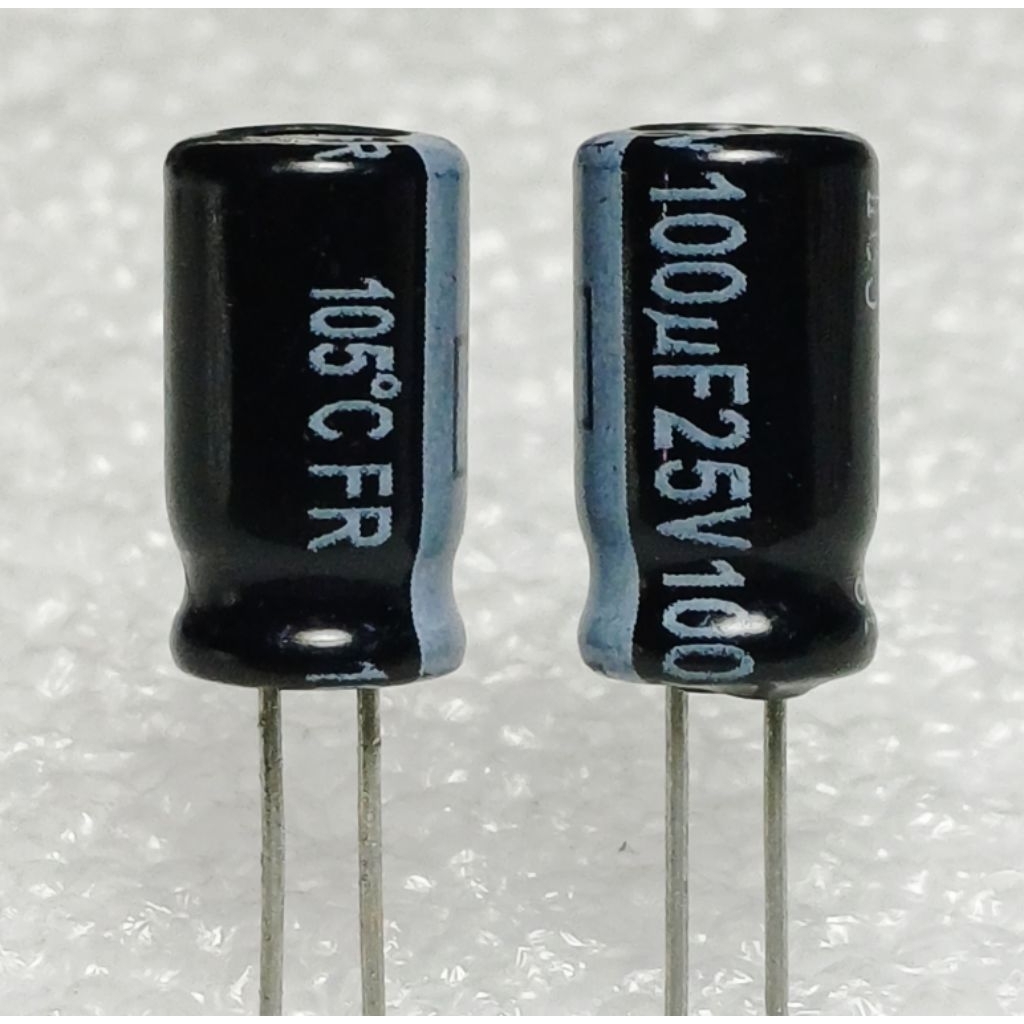 Panasonic FR 100uf 25v (ราคา10ตัว) capacitor ตัวเก็บประจุ คาปาซิเตอร์