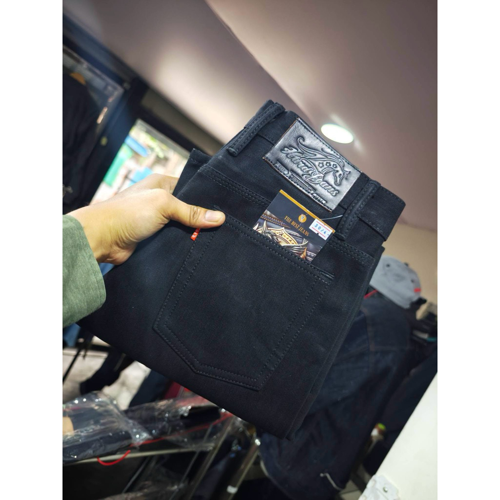 กางเกงยีนส์สีดำHardjeans16ozสีดำsuper Blackริมแดงมีทรงกะบอกตรงและกระบอกเล็กและกระบอกใหญ่