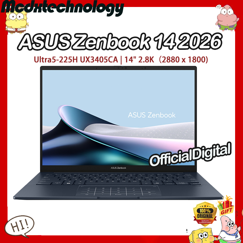 2026 ASUS Zenbook 14 UX3405CA Ultra5-225H 14" 2.8K（2880 x 1800) 120Hz OLED ASUS Lingyao 14 ASUS AI Laptop Asus Warranty