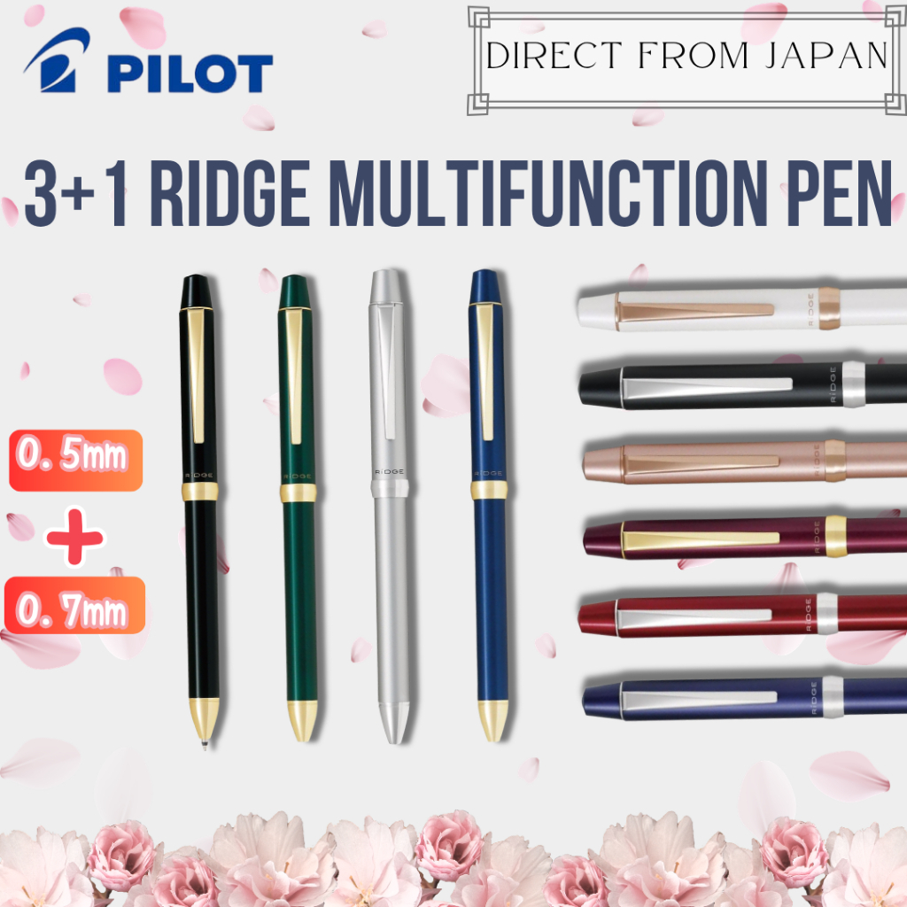 PILOT 3+1 RiDGE Multifunction Pen 0.7mm 3-Color Oil Ballpoint + 0.5mm Mechanical Pencil