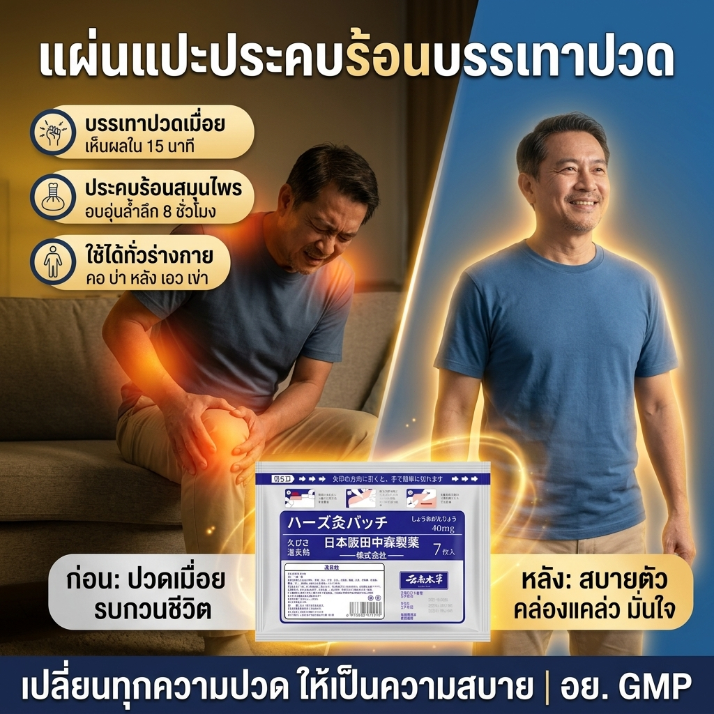 【ผลิตภัณฑ์เพื่อสุขภาพ】แผ่นแปะสมุนไพรประคบร้อนช่วยบรรเทาอาการปวดเมื่อยตามร่างกาย ใช้ได้ทุกส่วน รู้สึกผ่อนคลายและสบายตัว
