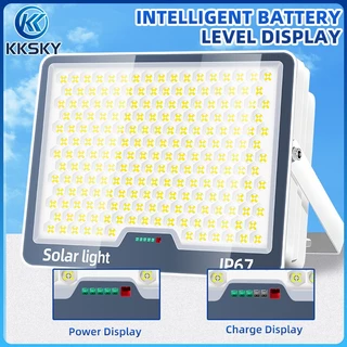 KKSKY ไฟโซล่าเซลล์ IP67 กันน้ำ Solar Light 200000W ไฟโซลาเซลล์ เซ็นเซอร์ พร้อมรีโ โซลาร์เซลล์ 100000W สปอร์ตไลท์ LED