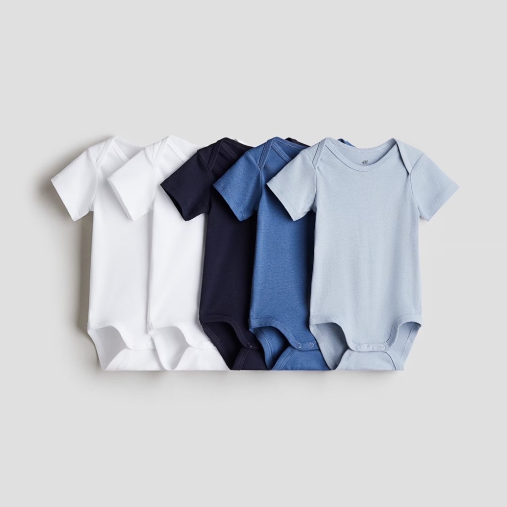 H&M 5-pack Cotton Bodysuits บอดี้สูท แพ็ค 5 ตัว ไซด์ 2-12 เดือน