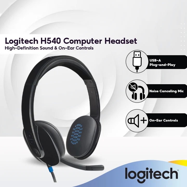 HEADSET (หูฟัง) Logitech H540 USB Computer Headset