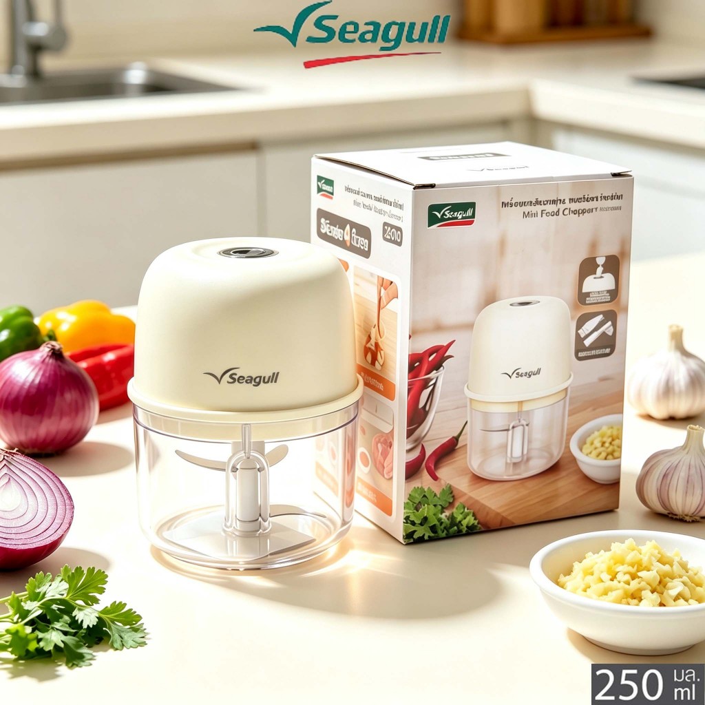 【พร้อมส่ง】Seagull เครื่องบดสับอาหารไร้สาย 250 มล. สีครีม Mini Food Chopper