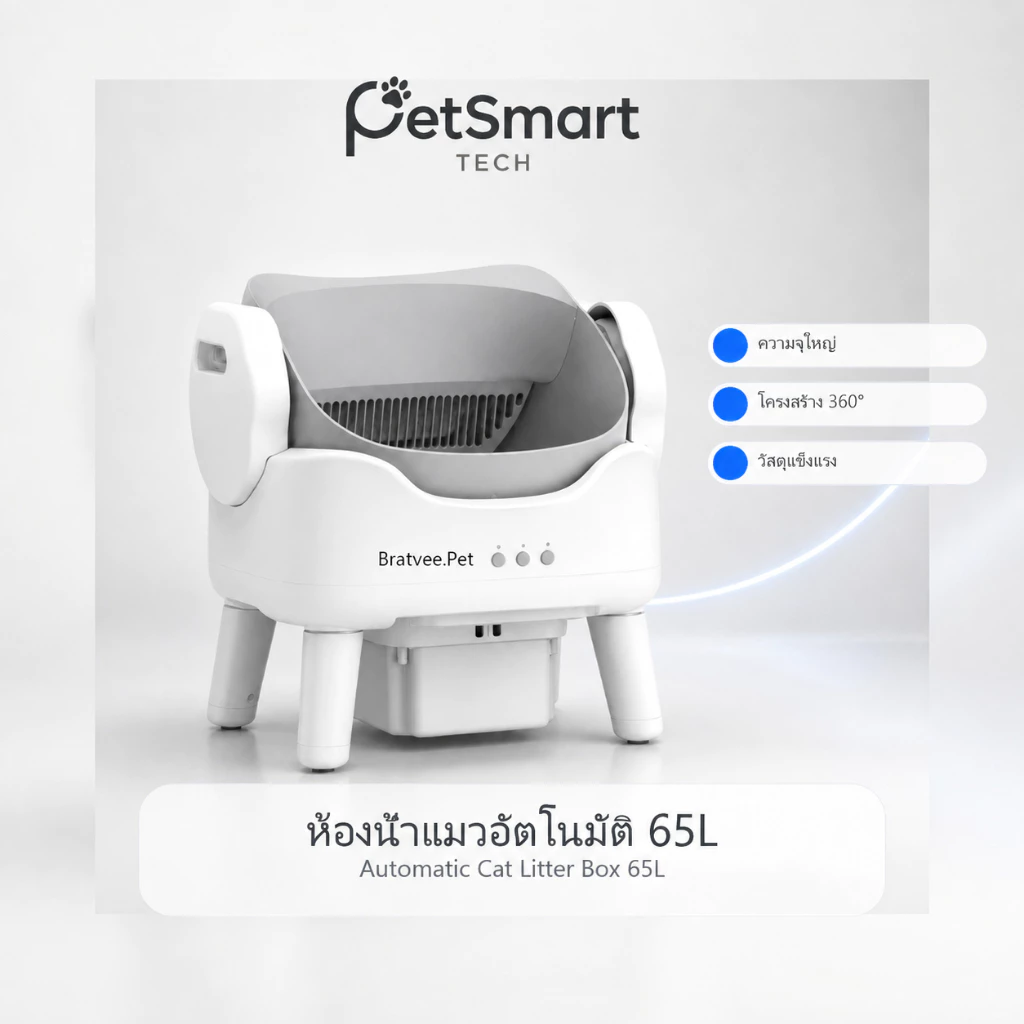 [PetSmart]ห้องน้ำแมวอัตโนมัติ กระบะทรายแมวอัตโนมัติ 15L APP เก็บกลิ่น ลดทรายกระเด็น ทำความสะอาดเอง