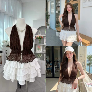 “Lace Muse Halter Top” – เสื้อคล้องคอลูกไม้สุดเซ็กซี่ ลุควินเทจหวานปนแซ่บ