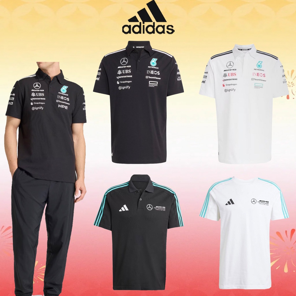 adidas x MERCEDES-AMG PETRONAS F1 เสื้อยืดแขนยาวสไตล์แข่งรถ ทรงกระชับ สบายตัว สไตล์ลำลอง