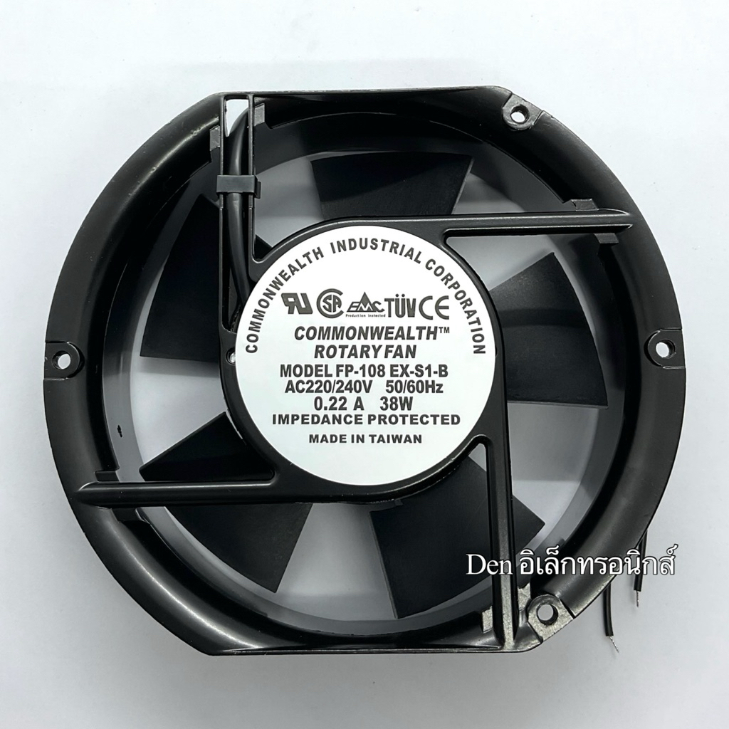 พัดลม 6นิ้ว หัวตัด Model : FP-108 EX-S1-B AC220-240 50/60Hz 0.22A 38W size 170x150x50mm