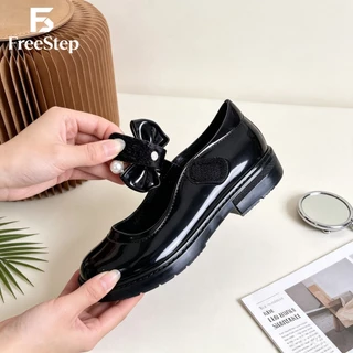 พร้อมส่ง CozyWalk รองเท้านักเรียนเด็กผู้หญิง สีดำ แต่งโบว์ พื้นนุ่ม รองเท้าออกงาน ไซซ์30-35