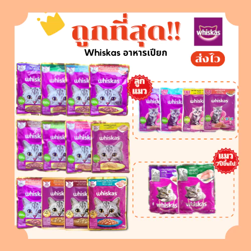 (ส่งฟรี+โค้ดไลฟ์40%)วิสกัสWhiskas อาหารแมวเปียกเพาร์pouch 80g😻(คละรสได้)ถูกที่สุด ครบ11รสชาติ(คละรส)1Unit