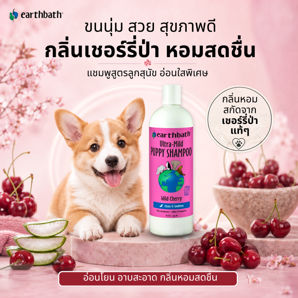 earthbath شامبو جراء لطيف جداً بالكرز البري — صورة 3