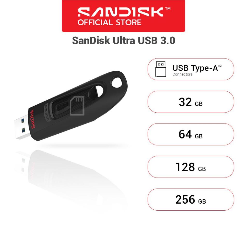 SanDisk Ultra USB 3.0 Flash Drive 32GB 64GB 128GB 256GB อ่าน 130MB/s ( SDCZ48 ) แฟลซไดรฟ์