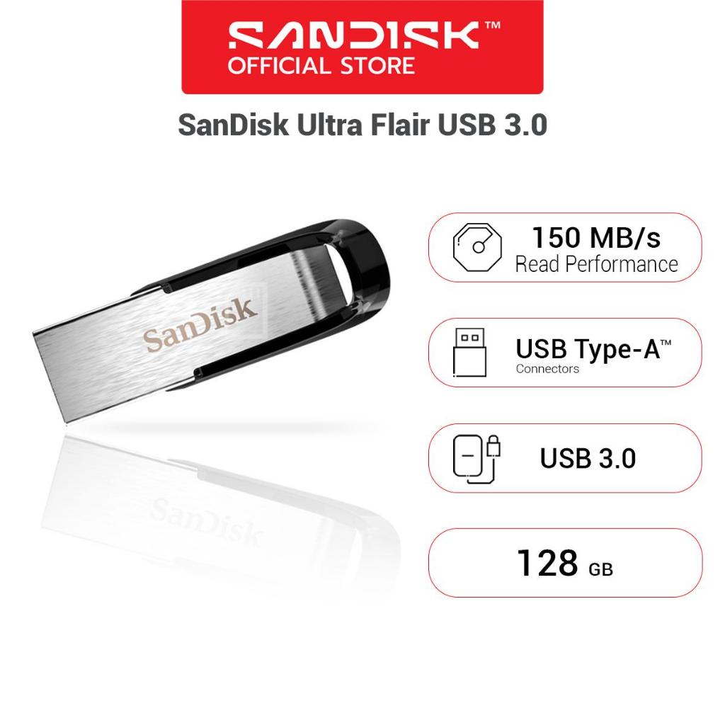 SanDisk Ultra Flair Flash Drive USB 3.0 128GB Speed150MB/s (SDCZ73_128G_G46) เมมโมรี่ การ์ด แซนดิส แฟลซไดร์ฟ ประกัน 5 ปี