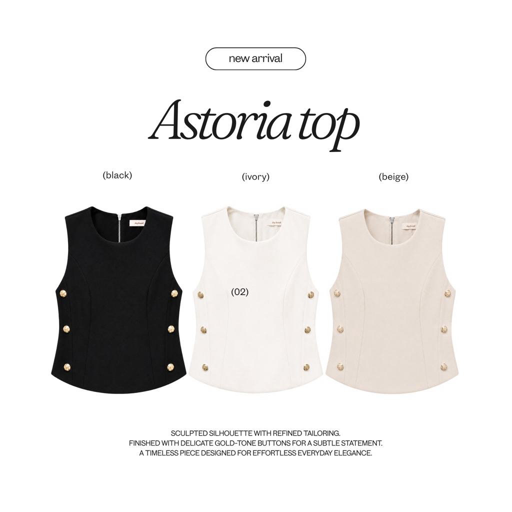 ASTORIA TOP (เฉพาะเสื้อ) เสื้อแขนกุดดีไซน์กระดุมด้านข้างทั้งสองฝั่ง