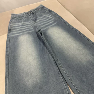 JINJEANS-202 | (XS-9XL) กางเกงยีนส์ขากระบอกใหญ่ baggy jeans สีบลูเฟด