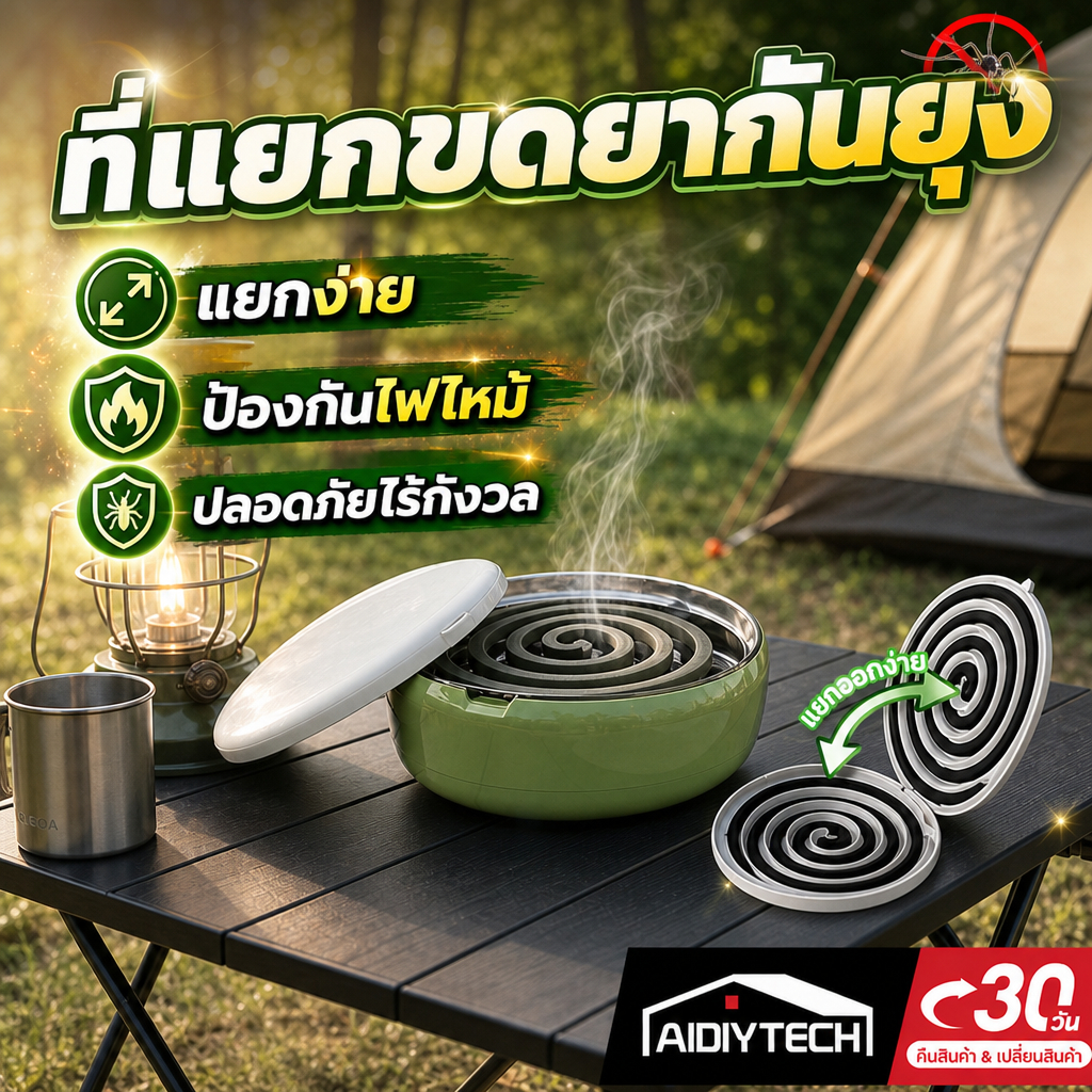 AIDIY ที่แยกขดยากันยุง กล่องจุดยากันยุงกันไฟ ถาดรองขดยุง แยกง่ายไม่หัก