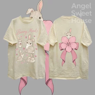 (COD) Angle Official เสื้อยืดผู้หญิงแขนสั้น ทรงหลวม ลายน้องหมากับโบว์ชมพู Sweet Paws สไตล์หวานน่ารัก ผ้านุ่ม ใส่สบาย