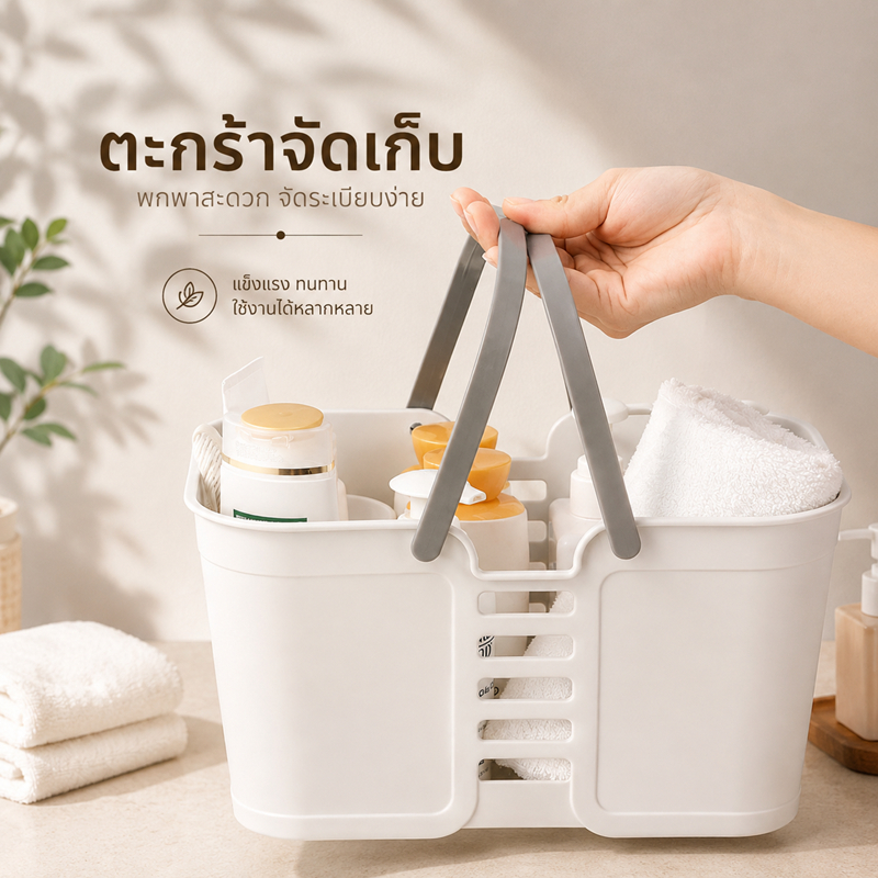 ตะกร้าอาบน้ำ ตะกร้าในห้องน้ำ ที่เก็บอุปกรณ์ ที่ใส่ขวด ตะกร้า ใส่ของ มินิมอล
