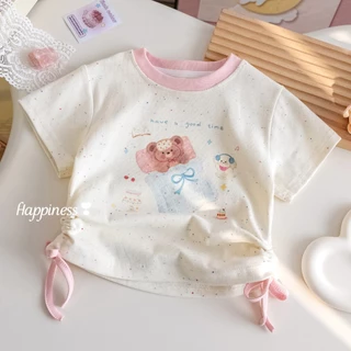 Babyonline(Y187)G1M3 (ส่งด่วน1วัน) เสื้อยืดแฟชั่นสำหรับเด็กผู้หญิงแขนสั้นสีพื้น นุ่ม ใส่สบาย