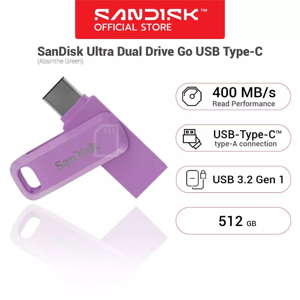SanDisk Dual Drive Go USB C 3.2 Gen1 400 mbs Flash Drive Type C 256GB 512GB (SDDDC3) OTG Flashdrive