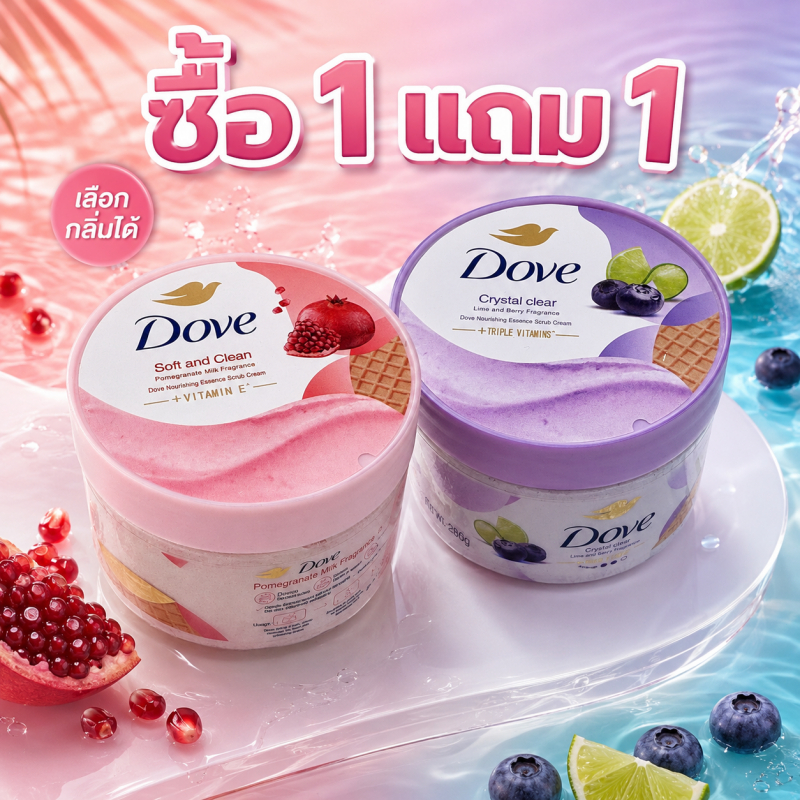 ยกเครื่องสูตรใหม่! สครับขัดผิว 280g ขจัดเซลล์เก่าอย่างอ่อนโยน ผิวเนียนนุ่มละมุน ซื้อ 1 แถม 1 4 กลิ่นให้เลือก