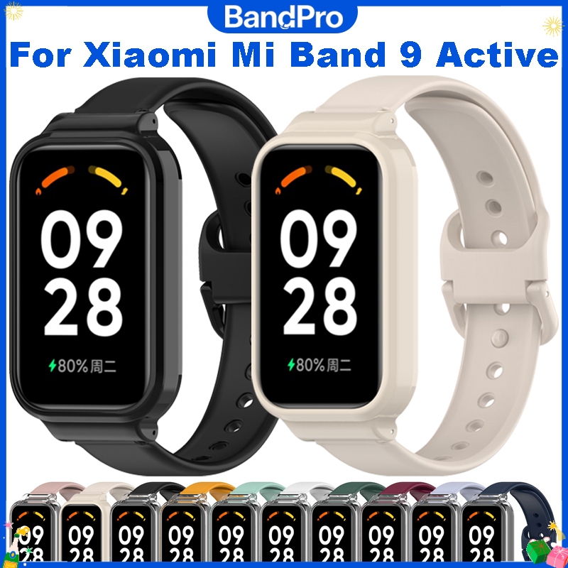 เคส PC สายซิลิโคนสำหรับ Xiaomi Mi Band 9 Active สมาร์ทวอทช์ พร้อมสายสำหรับอุปกรณ์เสริม Redmi Band 3