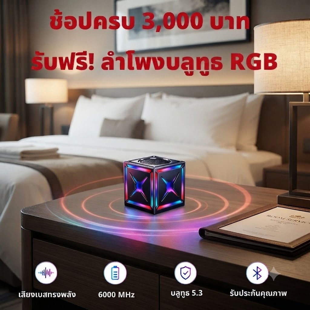 ซื้อสินค้าใดก็ได้ในร้านและใช้จ่ายตั้งแต่ 3,000 บาทขึ้นไป รับฟรีลำโพง RGB