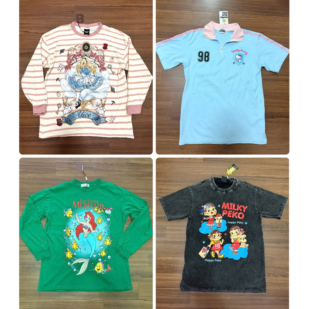 เสื้อยืด คละลาย งานป้ายBoom shop/Queen/Hello Sunday/Club cotton