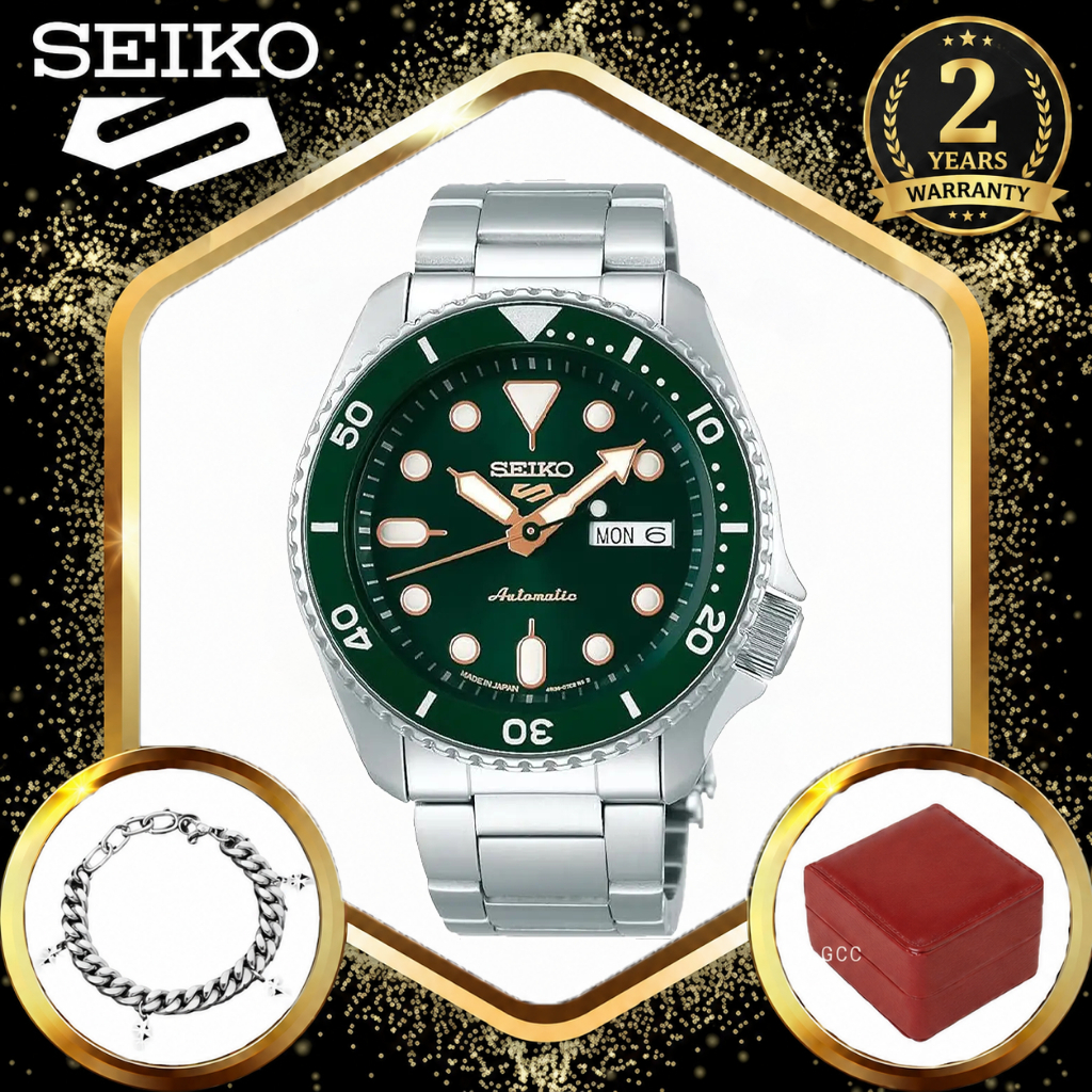 【การรับประกัน 2 ปี】 นาฬิกาผู้ชาย Seiko 5 รุ่น SRPD51K1 SRPD53K1 สปอร์ตและธุรกิจ สายสแตนเลส ควอตซ์จาก
