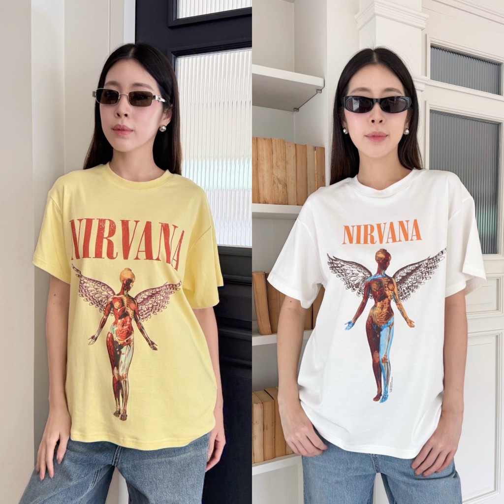 Nirvana T-shirt " เสื้อยืดคอกลมแขนสั้น งานตามหา สกรีนสีสวย คมชัด เนื้อผ้าดี ลายสกรีน สามารถใช้เตารีดรีดทับได้