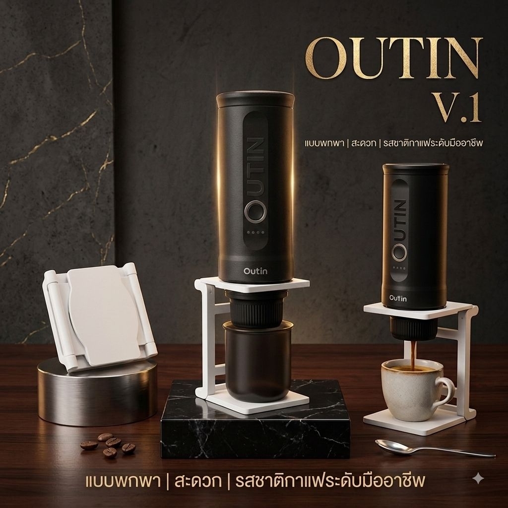 ที่วาง เครื่อง​ชงกาแฟแบบพกพา OUTIN nano stand​ แบบพับได้