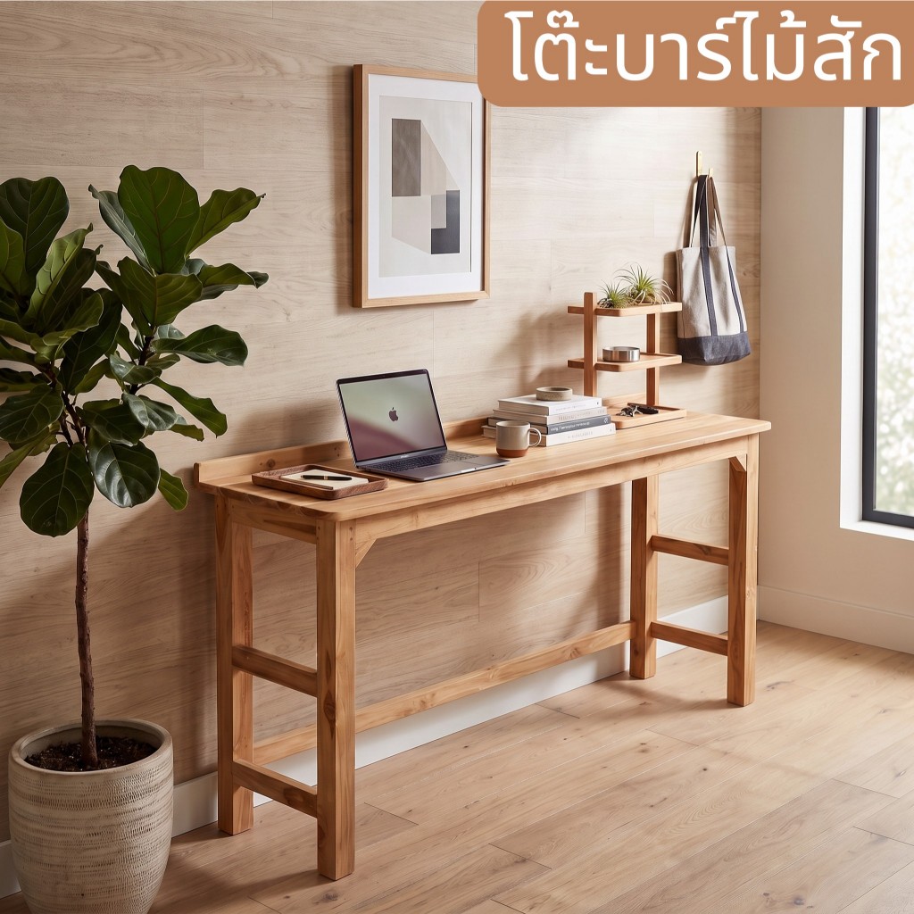 โต๊ะบาร์ไม้สัก งานดิบ ขนาด40*140สูง75cm. บาร์ไม้สัก โต๊ะยาว โต๊ะอเนกประสงค์