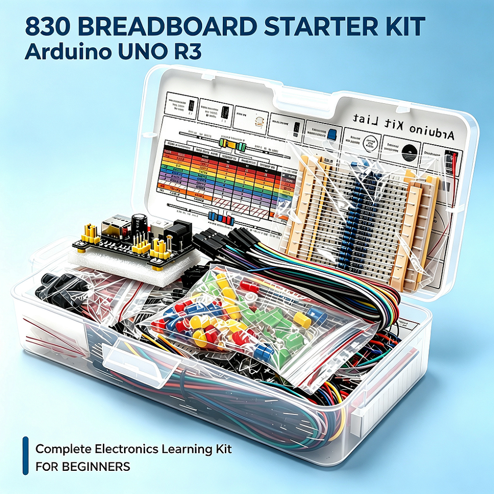 830 Breadboard Starter Kit ชุดเรียนรู้อิเล็กทรอนิกส์ Arduino UNO R3 พร้อม LED Resistor Jumper Wire สำหรับผู้เริ่มต้น