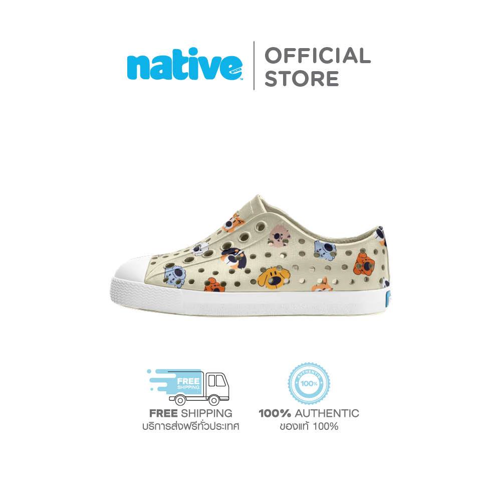 Native รองเท้ากันน้ำเด็กเล็ก EVA รุ่น JEFFERSON PRINTS BONE WHITE/SHELL WHITE/POLKA DOGS