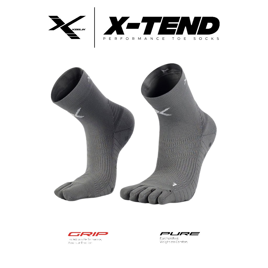 Xzelix | X-Tend • Low-Cut Performance Toe Socks (ถุงเท้าแยกนิ้ว เอ็กซ์เท็นด์ ข้อสั้น กันลื่น สำหรับเล่นกีฬา)