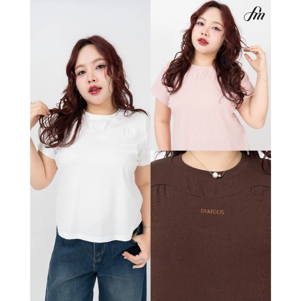FAMOUS เสื้อยืดปัก FAMOUS #FMBL-G3T086