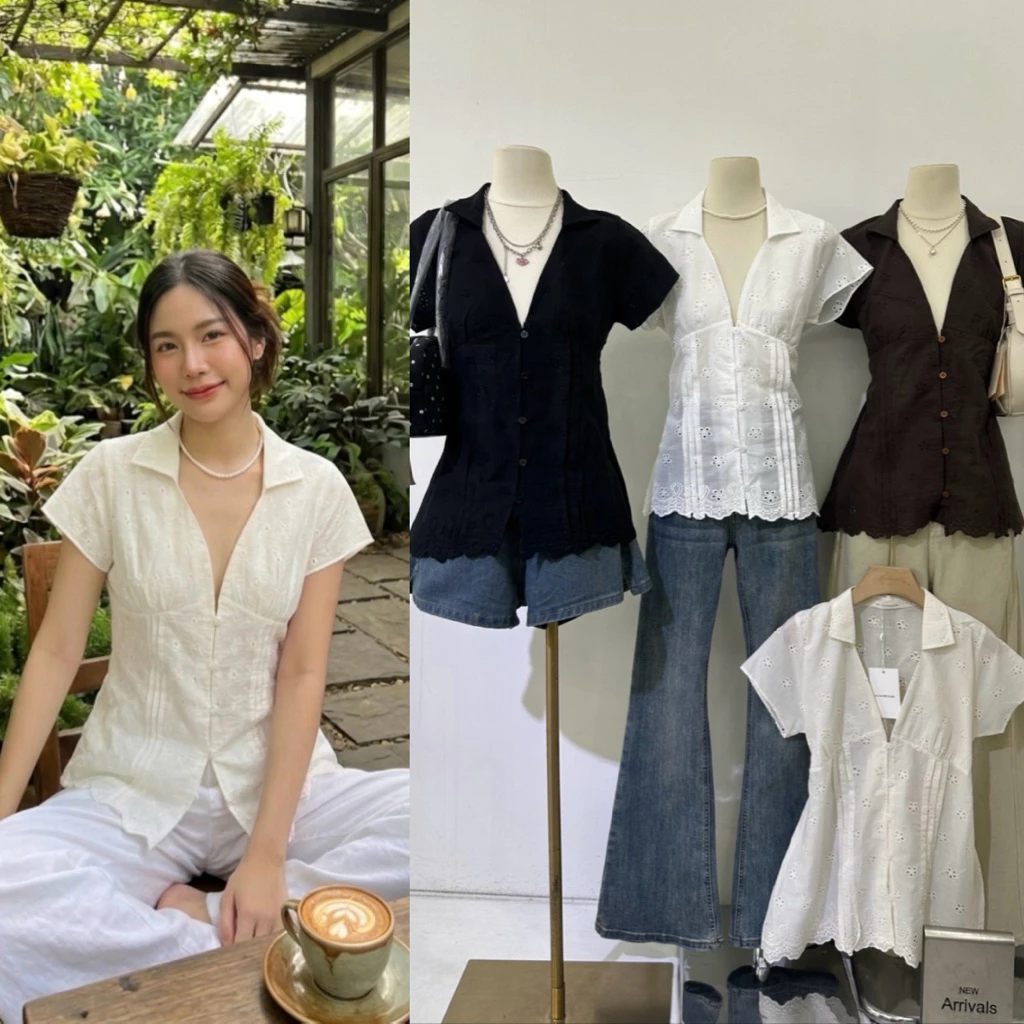 เสื้อคอเซิ๊ตผ้าคอทตอนปักลาย