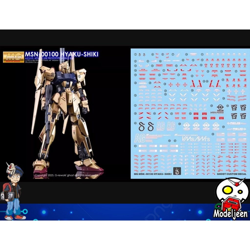 Water Decal 268 MG1/100 HYAKU SHIKI VER 2.0 ยี่ห้อ Ghost Decal