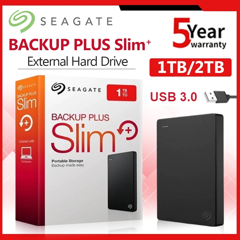 Seagate HDD Backup Plus External Harddisk 1TB 2TB USB3.0 ฮาร์ดดิสก์พกพา พร้อมส่ง ของแท้ รับประกัน 5 