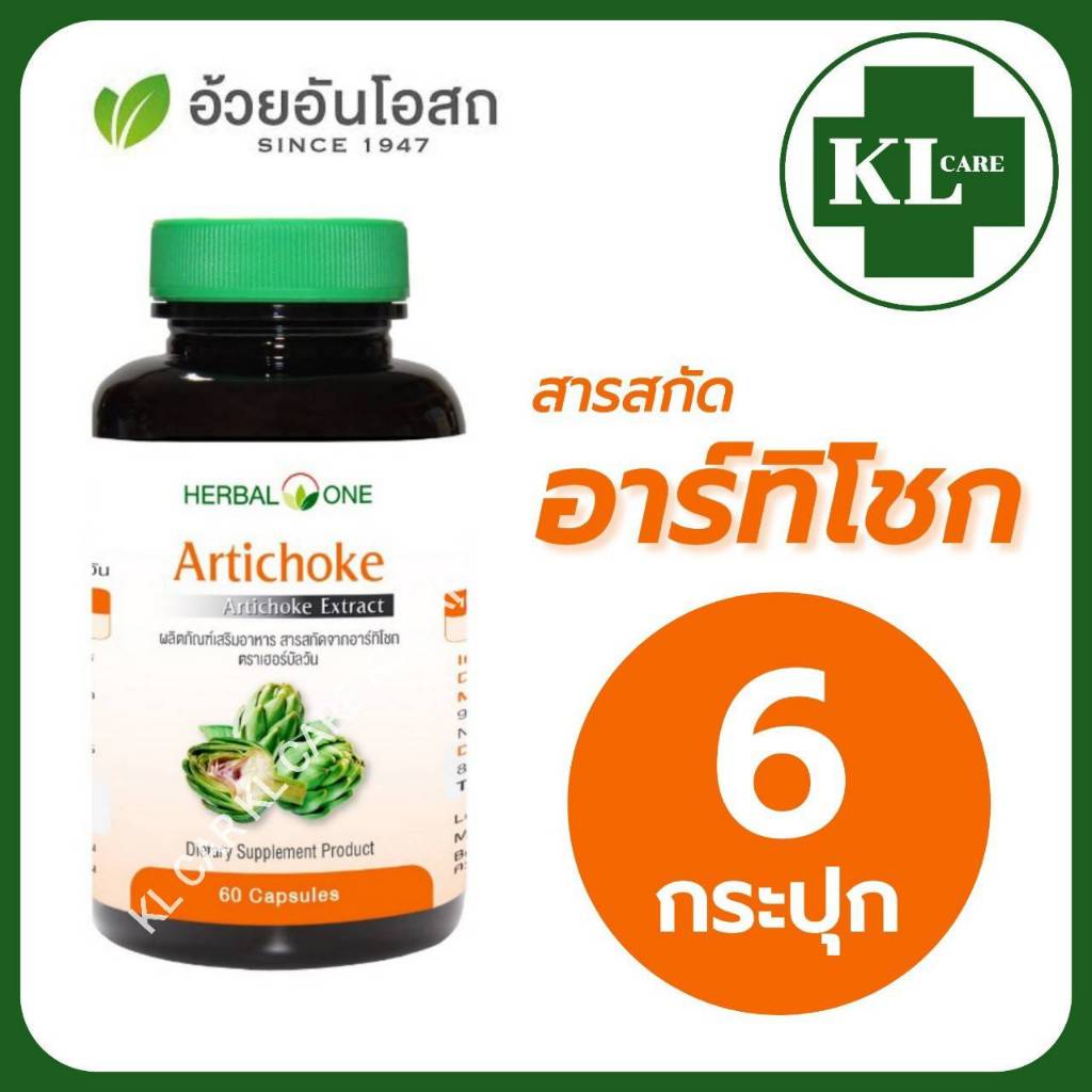 Artichoke อาร์ทิโชก ลูกซัดสกัด อ้วยอันโอสถ 60 แคปซูล / 6 ขวด