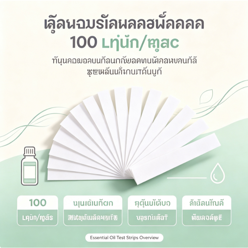 กระดาษลองกลิ่นน้ำหอม 100 ชิ้น/แพ็ค กระดาษทดสอบน้ำมันหอมระเหย แถบทดสอบกลิ่น Essential Oil Test Strips