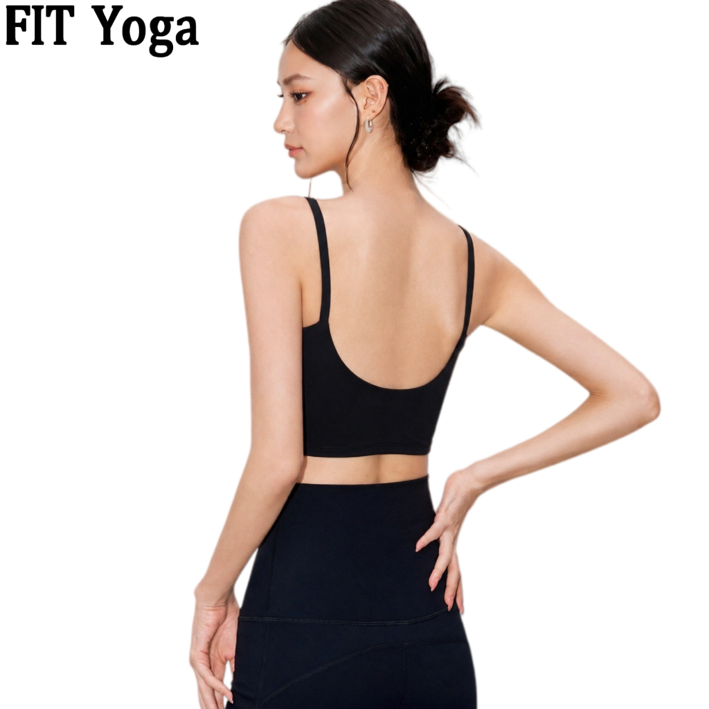 FitYoga เสื้อกล้ามชั้นในกีฬาผู้หญิง ดีไซน์หลังสวย มีแผ่นรองหน้าอกในตัว ใส่ข้างนอกได้ เหมาะโยคะ ออกกำลังกายฤดูร้อน