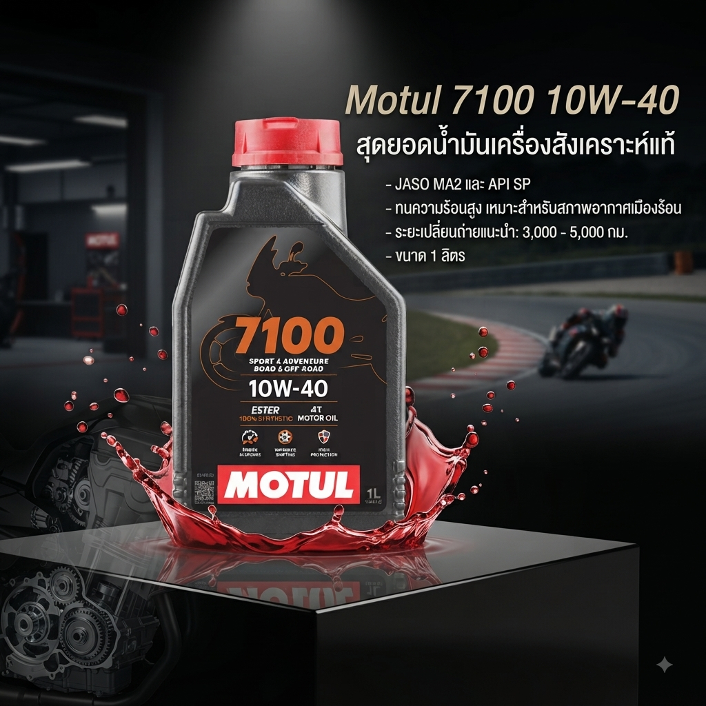 Motul 7100 4T น้ำมันเครื่องมอเตอร์ไซค์ 10W-40 / 10W-50 1 ลิตร | สมรรถนะสูง ยืดอายุเครื่องยนต์