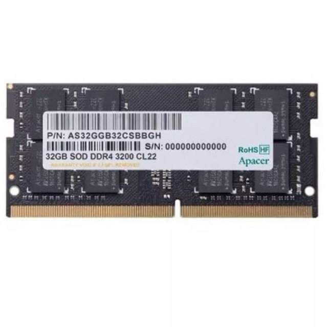 แรม RAM NOTEBOOK DDR4/3200 32GB APACER 32GB BUS3200 (AS32GGB32CSBBGH) ประกัน LT