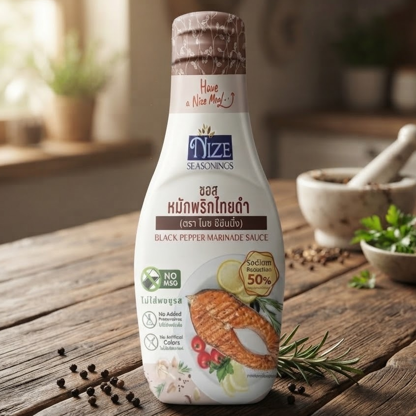 ซอสหมักพริกไทยดำคลีน ตรา ไนซ์ ซีซันนิ่ง (NIZE Seasonings) 200g