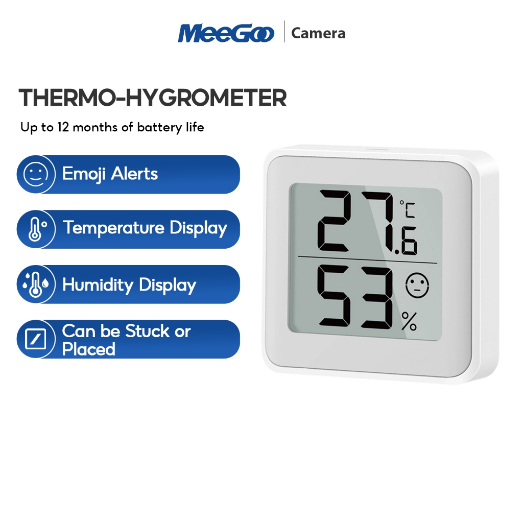 MeeGoo เครื่องวัดอุณหภูมิและความชื้น เทอร์โมมิเตอร์ Thermometer Hygrometer ห้องครัว ตำแหน่งที่ยืดหยุ่น LCD แม่นยำสูง