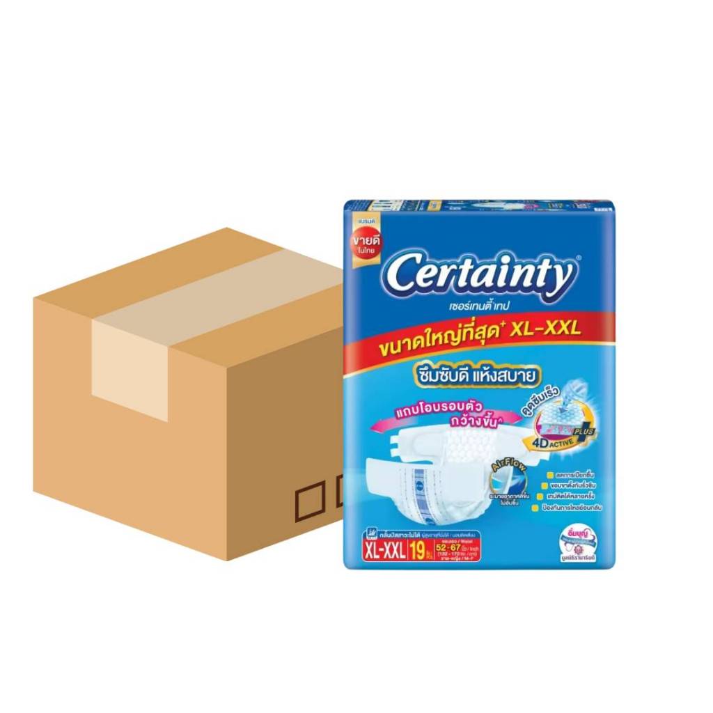 (ลังไม่สวย) Certainty ผ้าอ้อมผู้ใหญ่ เซอร์เทนตี้ แบบเทป ไซส์ XL-XXL 19 ชิ้น Certainty Tape Size XL-X