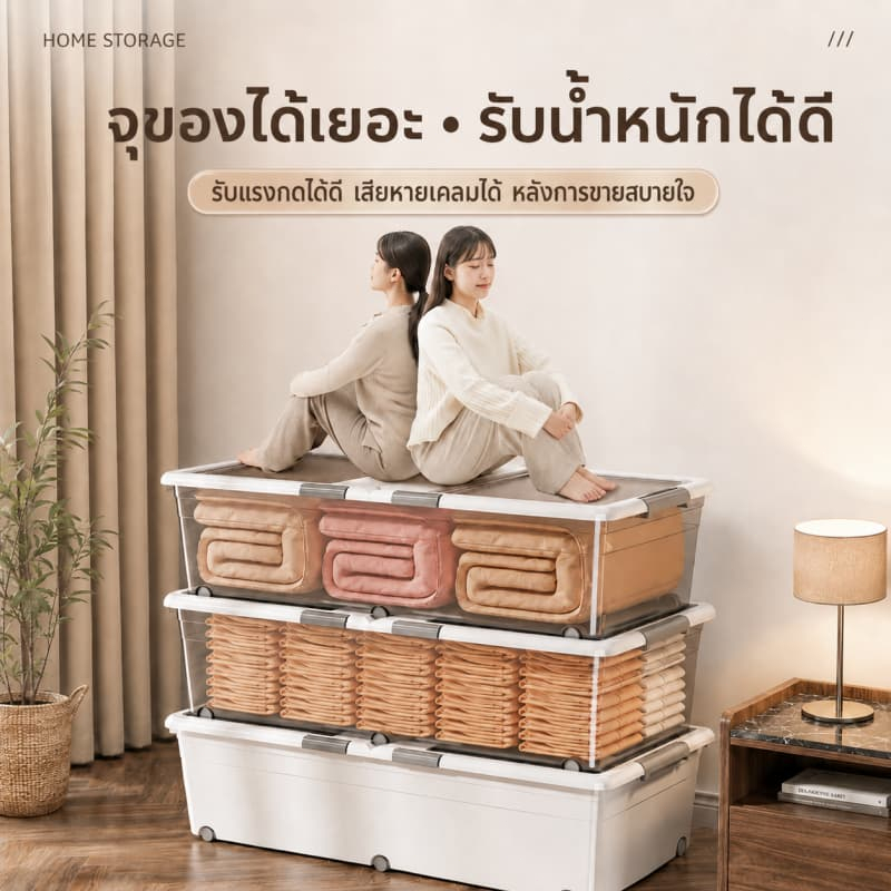 Tidy กล่องเก็บของใต้เตียง พร้อมล้อเลื่อน ความจุสูง กล่องเก็บของพับได้ เนกประสงค์ ออแกไนเซอร์สําหรับห้องทํางานและหอพัก